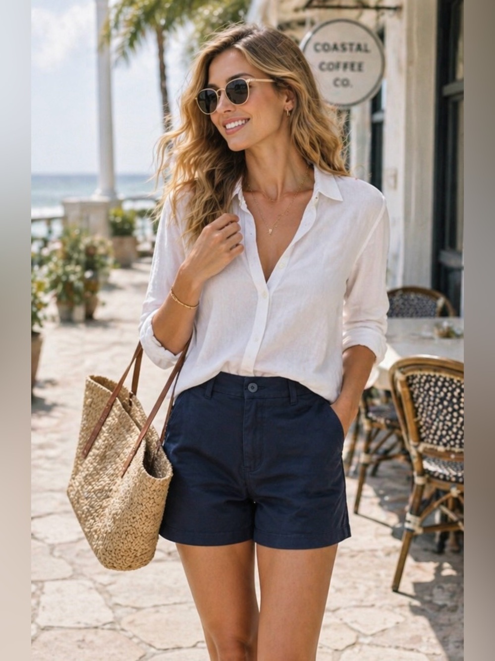 KUT From The Kloth Navy Tailored Shorts High Rise Cotton Stretch Classic Summer - Picture 15 of 16